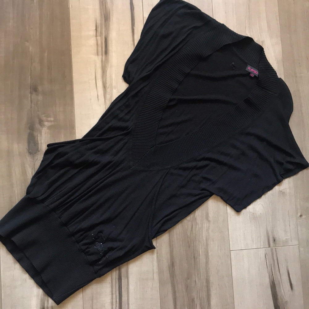 Playboy long black sweater dress with pockets